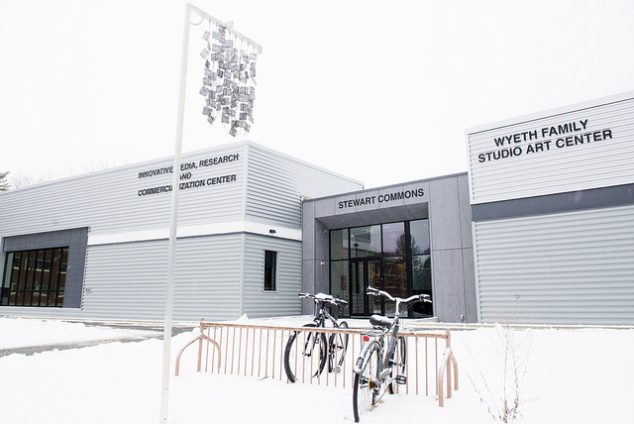 Exterior view of IMRC Center in snow