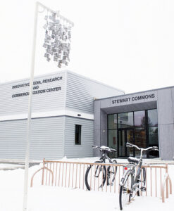 Exterior view of IMRC Center in snow