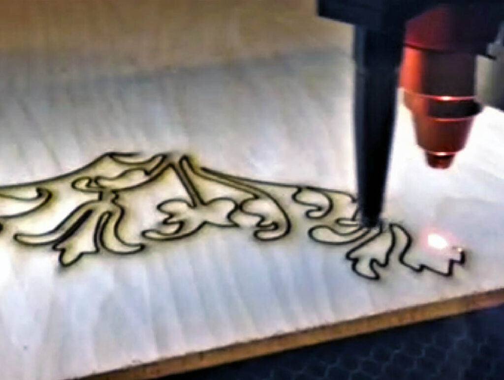 Laser Cutting Logo into Wood