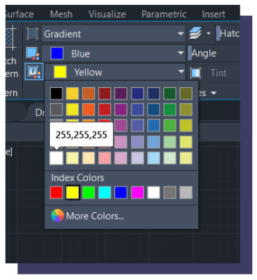 AutoCad Gradient Color Menu