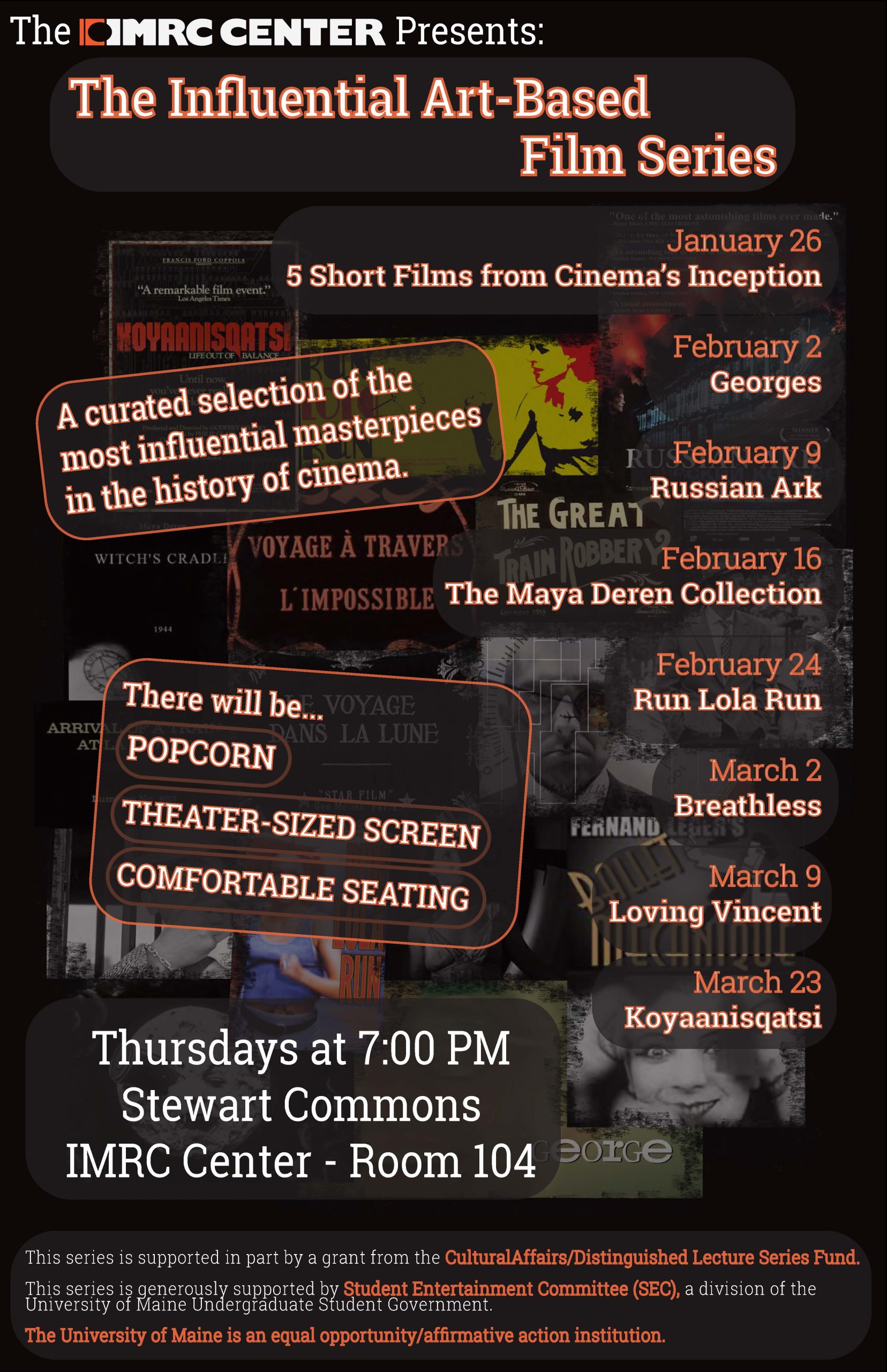 IMRC Center Influential Art Based Film Series Flyer